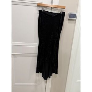 Morbid Threads Black Crushed Velvet High Low Maxi Skirt Gothic Grunge Vintage